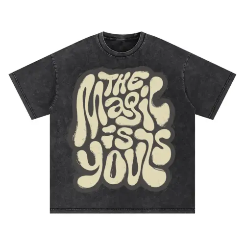 02 Lettering The Magic Is Yours Si Oversized Acid Wash T-shirt