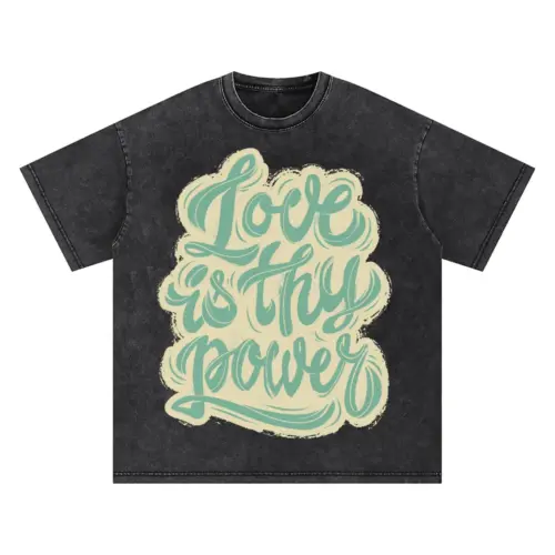 06 Lettering Love Is Thy Power Si Oversized Acid Wash T-shirt