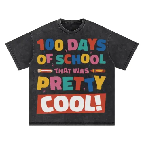 100 Days Of School Oversized Acid Wash T-shirt