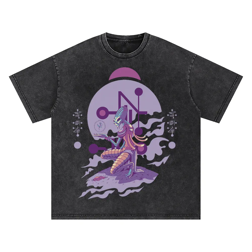 Alien Invasion I Oversized Acid Wash T-shirt