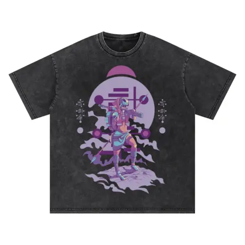 Alien Invasion H Oversized Acid Wash T-shirt
