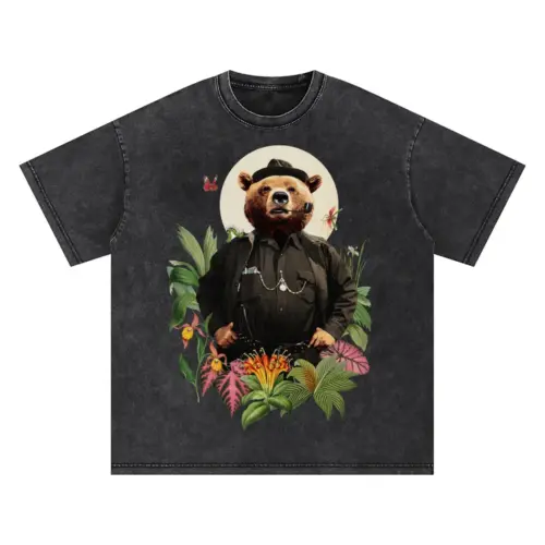 Bear Oversized Acid Wash T-shirt