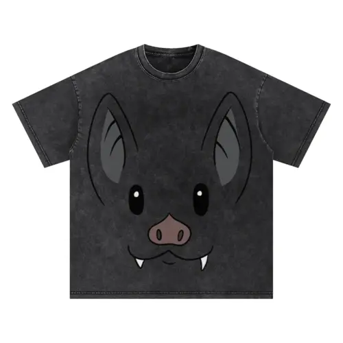Bat Face Oversized Acid Wash T-shirt