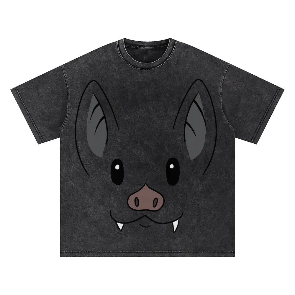 Bat Face Oversized Acid Wash T-shirt