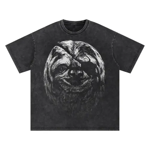 Blindfold Sloth Oversized Acid Wash T-shirt