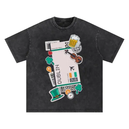 Boarding Pass Dublin Oversized Acid Wash T-shirt