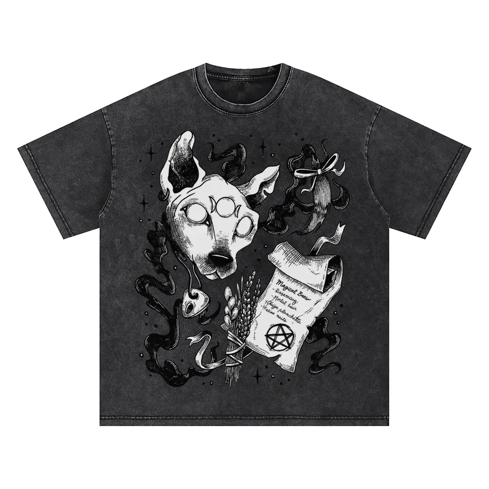 Witch H Oversized Acid Wash T-shirt