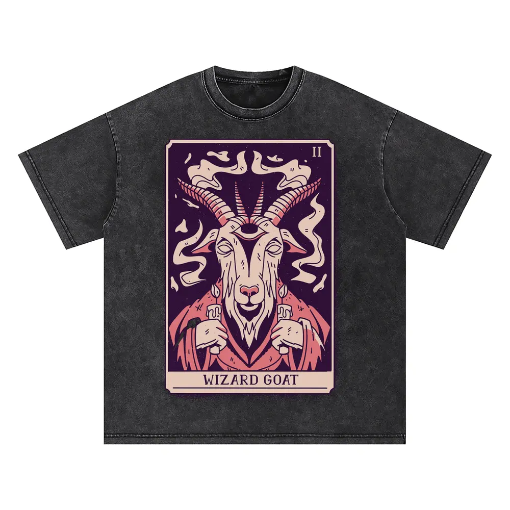 Wizard Goat 02 Si Oversized Acid Wash T-shirt