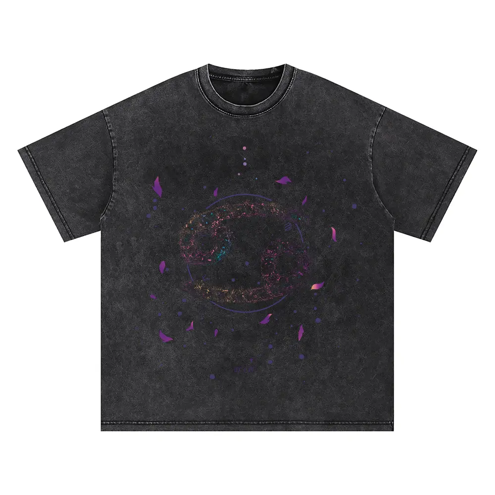 Zodiac Cancer Oversized Acid Wash T-shirt