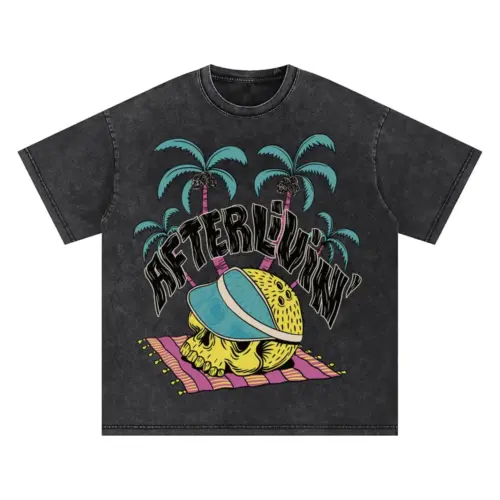 Afterlivin Oversized Acid Wash T-shirt