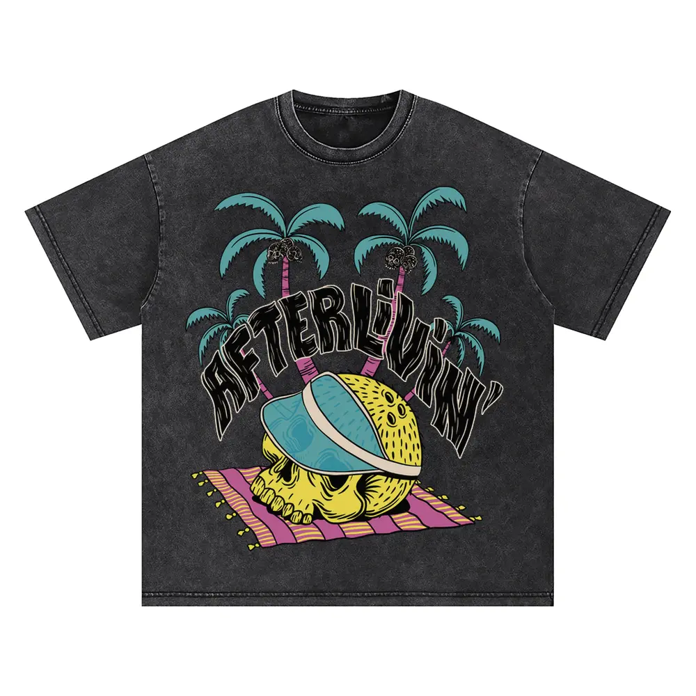 Afterlivin Oversized Acid Wash T-shirt