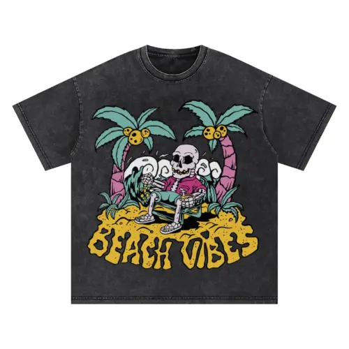 Beach Vibes Oversized Acid Wash T-shirt