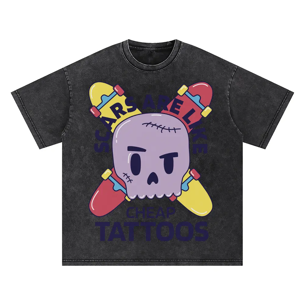 Skate Scarsarelikecheaptattoos Creators Oversized Acid Wash T-shirt