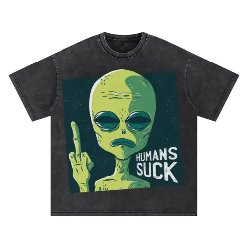 Alien 0 Hq Oversized Acid Wash T-shirt