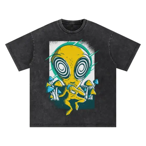 Alien Mushrooms 0 Hq Oversized Acid Wash T-shirt