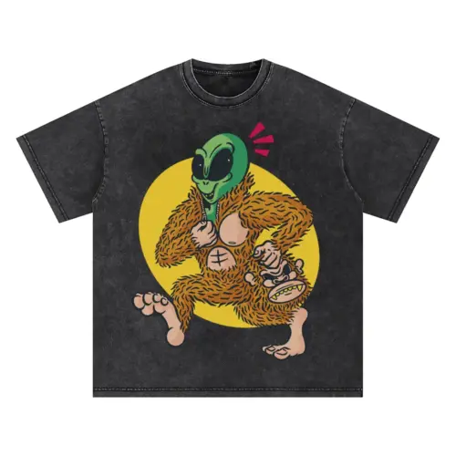Alien Sassquatch Oversized Acid Wash T-shirt