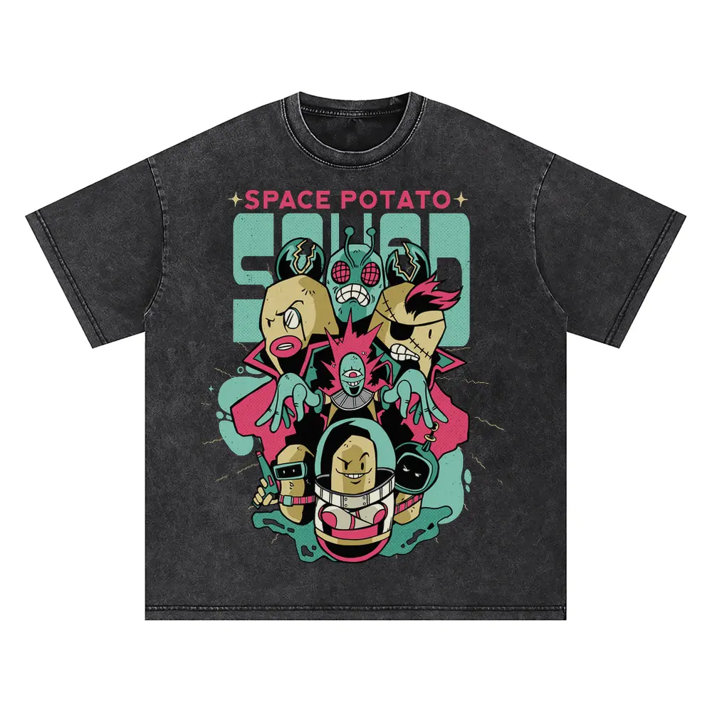 Space Potato Squad Oversized Acid Wash T-shirt