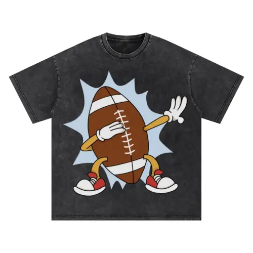 American Football Dabbing Oversized Acid Wash T-shirt