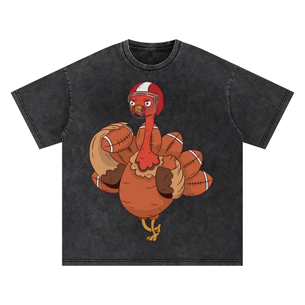 American Football Turkey Oversized Acid Wash T-shirt