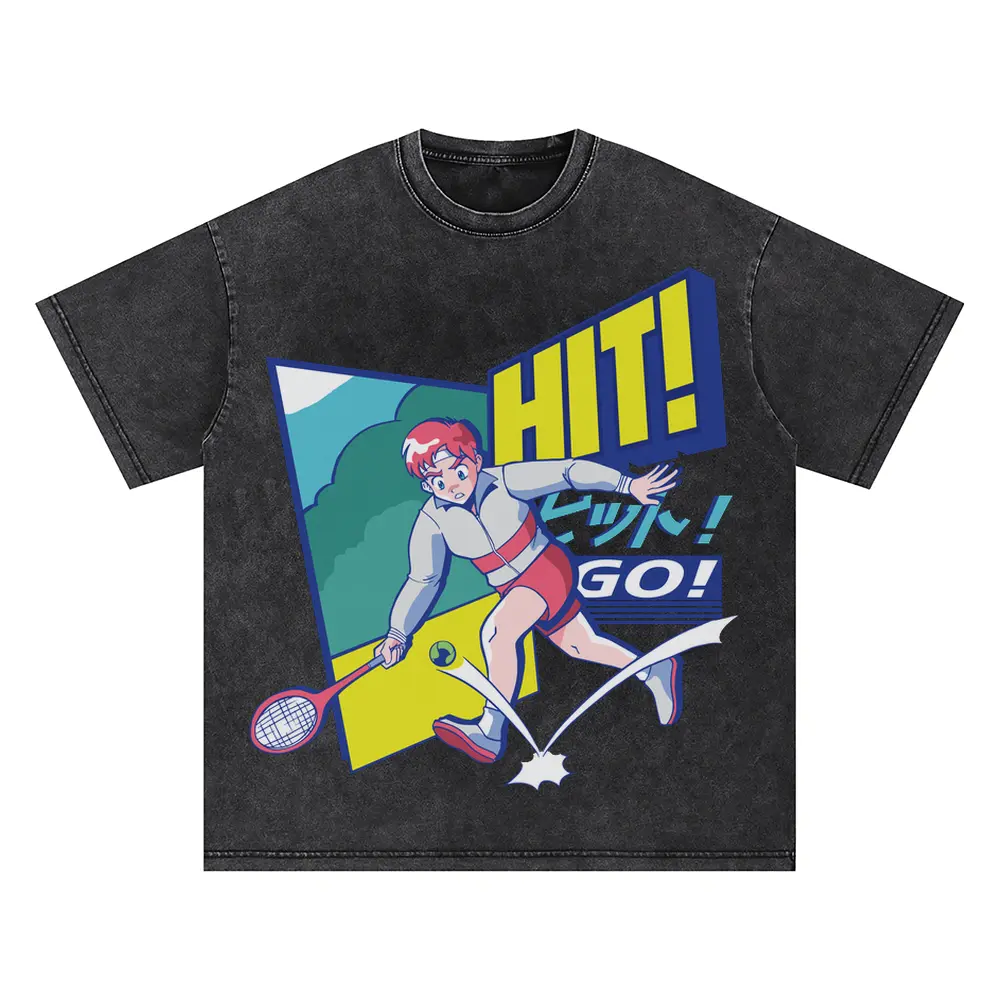Anime Tennis Oversized Acid Wash T-shirt