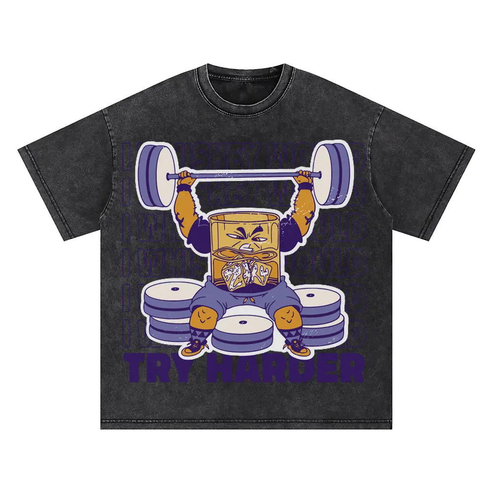 Whiskey Glass Oversized Acid Wash T-shirt