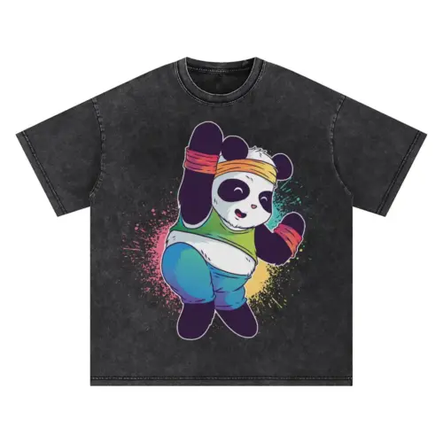 Zumba Panda 0 Hq Oversized Acid Wash T-shirt