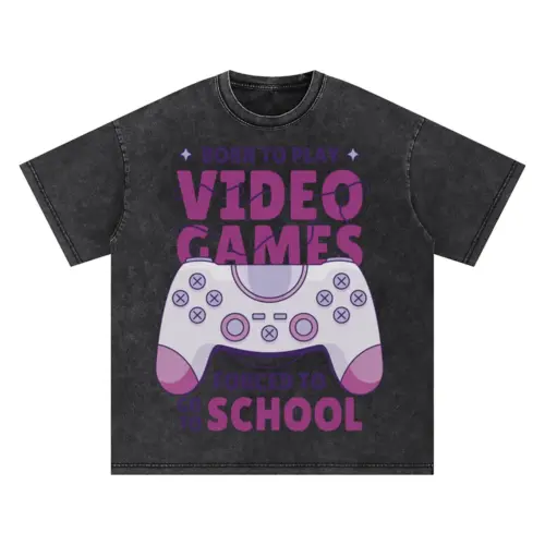 Video Games Oversized Acid Wash T-shirt