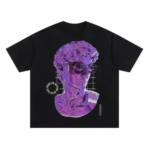 3D  Liquid Bitch Face Oversized Black Graphic Tee