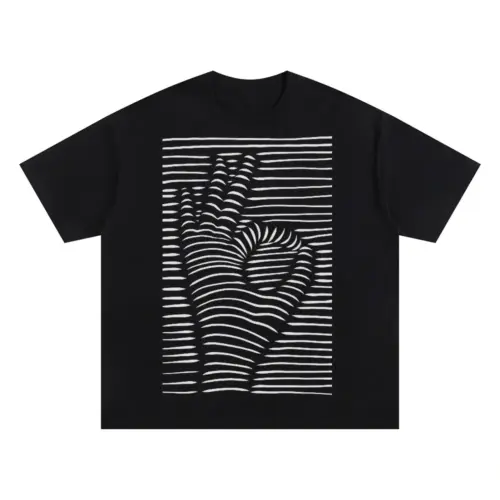 3D  Ok Symbol Oversized Black Graphic Tee