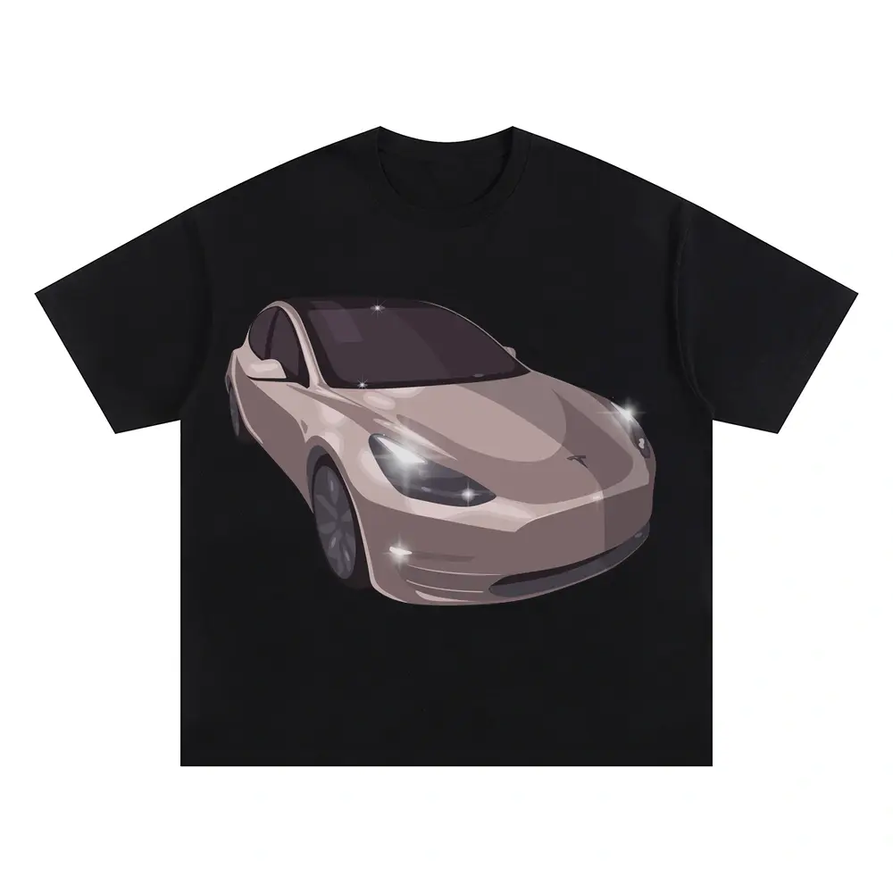 Tesla Oversized Black Graphic Tee