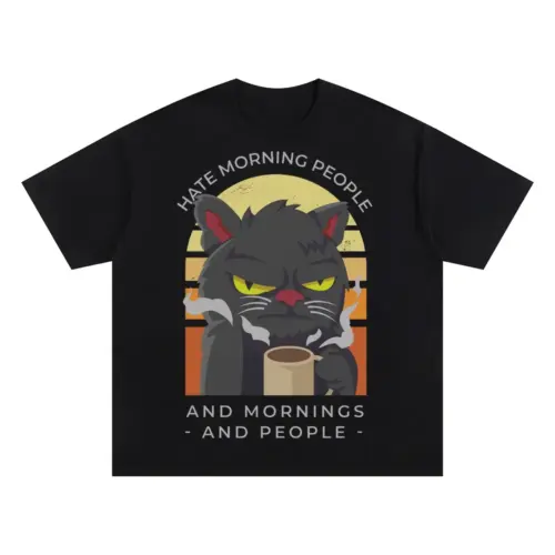 Agrycoffecat Oversized Black Graphic Tee