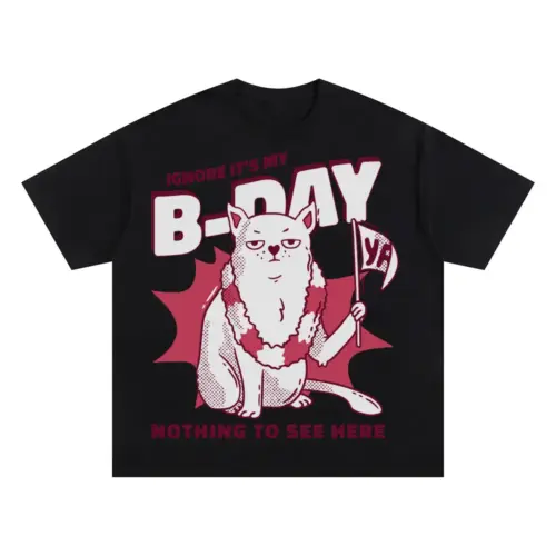 Anti Birthday Oversized Black Graphic Tee