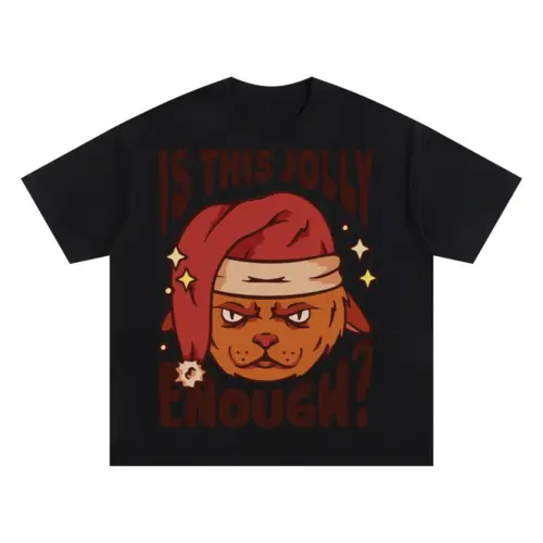 Anti Christmas Cat Oversized Black Graphic Tee