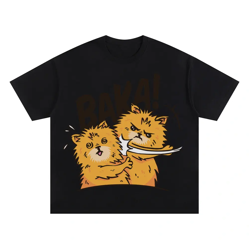 Baka Pomeranian Dog Oversized Black Graphic Tee