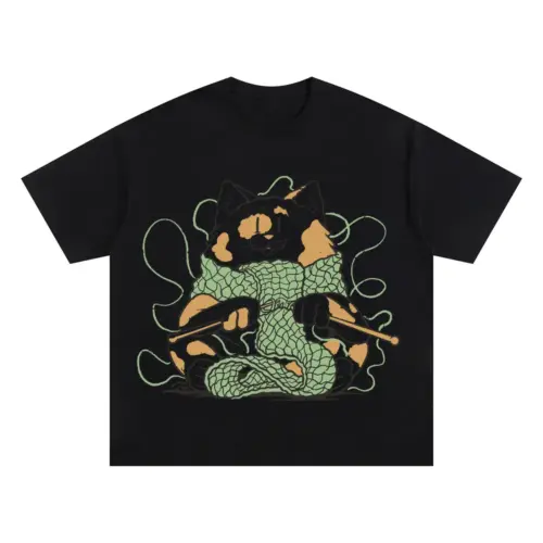 Weavecat Oversized Black Graphic Tee