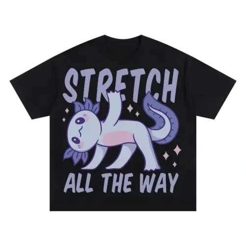 Yoga Axolotl Oversized Black Graphic Tee