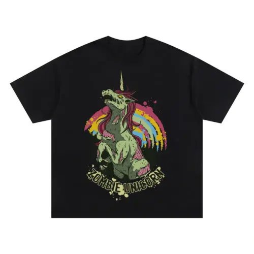 Zombie Unicorn A Oversized Black Graphic Tee