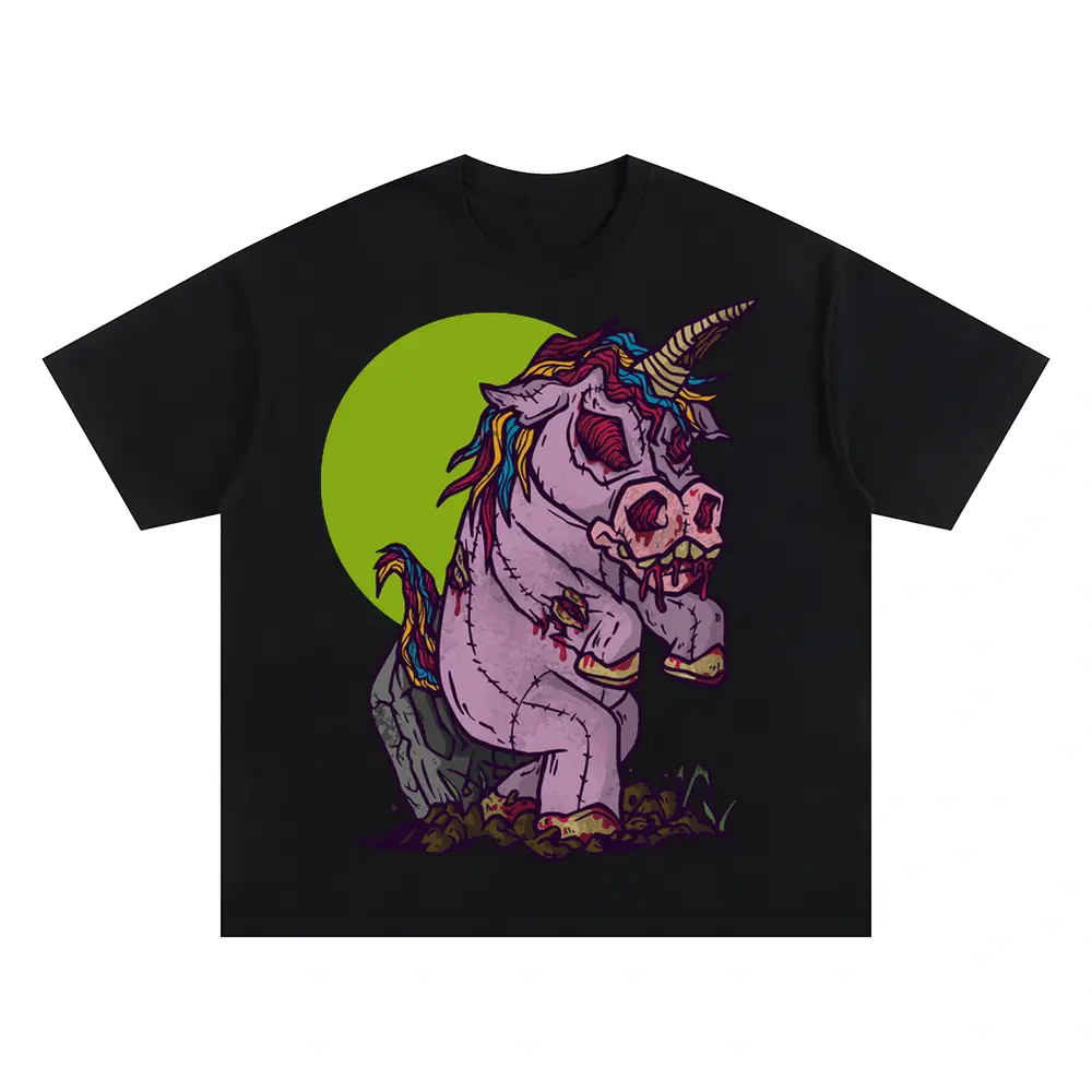 Zombie Unicorn Toy Oversized Black Graphic Tee
