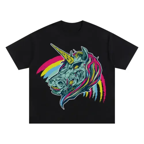 Zombie Unicorn Oversized Black Graphic Tee