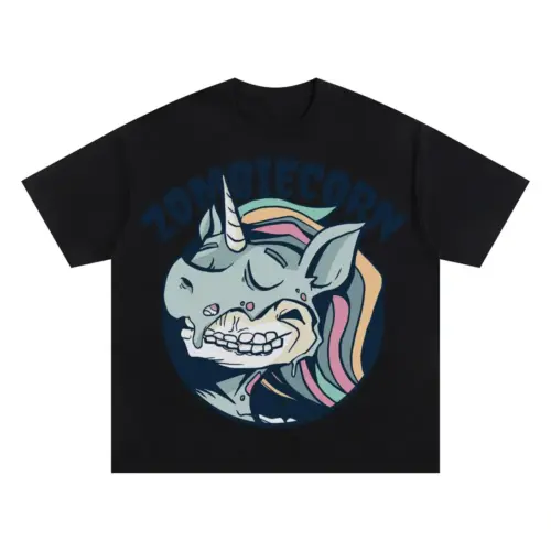 Zombiecorn Oversized Black Graphic Tee