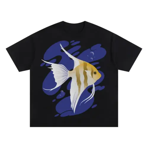 Angelfish Oversized Black Graphic Tee
