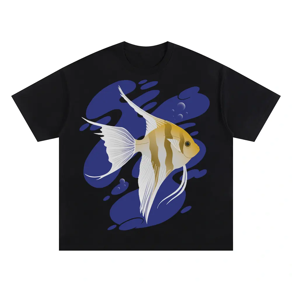 Angelfish Oversized Black Graphic Tee