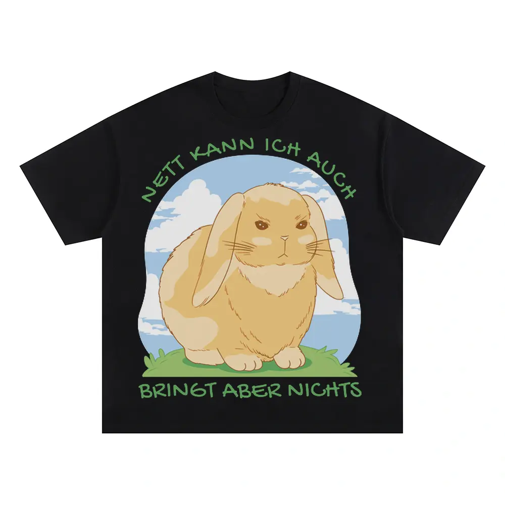 Angrybunnyquote Gc Oversized Black Graphic Tee