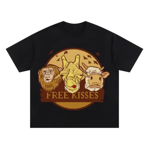 Animals Oversized Black Graphic Tee