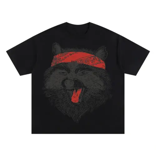 Angryraccoonwithbandana Oversized Black Graphic Tee