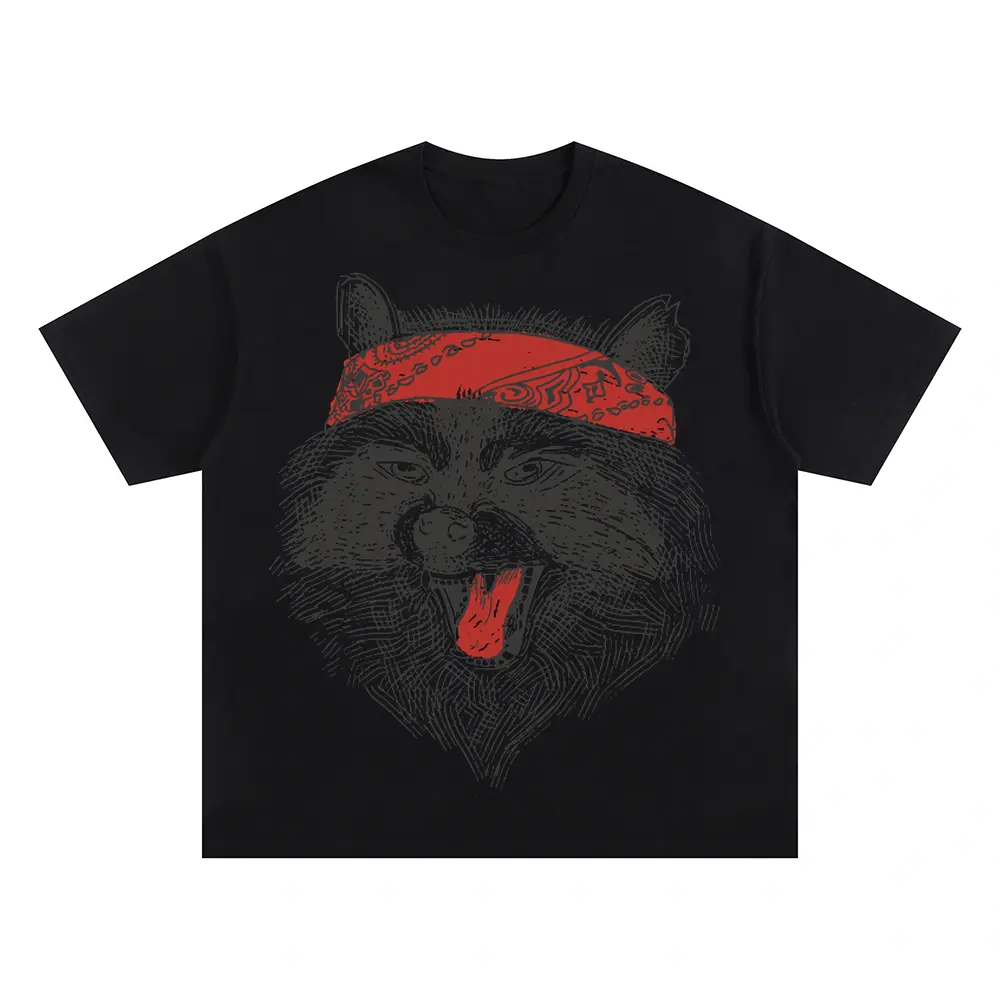 Angryraccoonwithbandana Oversized Black Graphic Tee