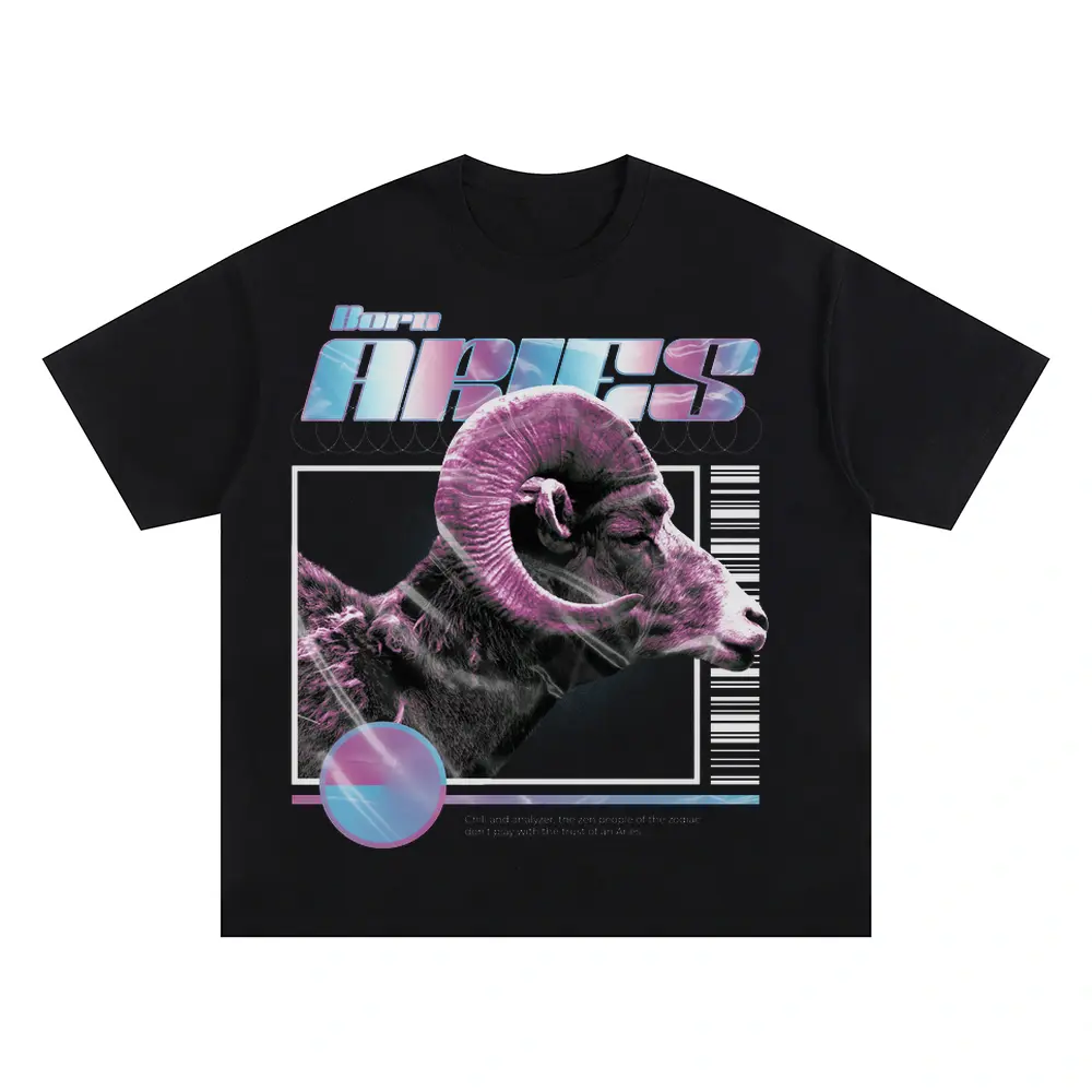 Trap Horoscope Aries Oversized Black Graphic Tee