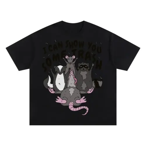 Trash Animals Oversized Black Graphic Tee