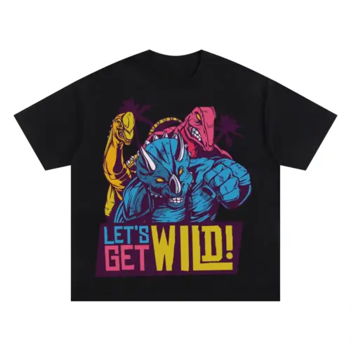 Wild Dinos Oversized Black Graphic Tee