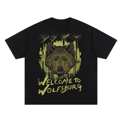 Wolfsburg Wolf Oversized Black Graphic Tee